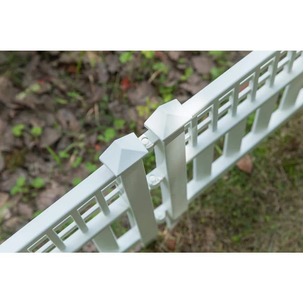 Gardenised 20 in. H White Vinyl Garden Gate Patio Picket Fence Flower Bed Border Edging - Image 2