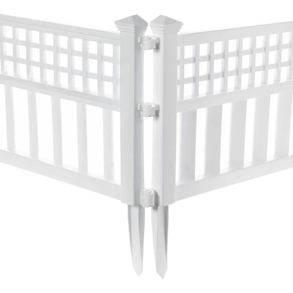 Gardenised 20 in. H White Vinyl Garden Gate Patio Picket Fence Flower Bed Border Edging - Image 6