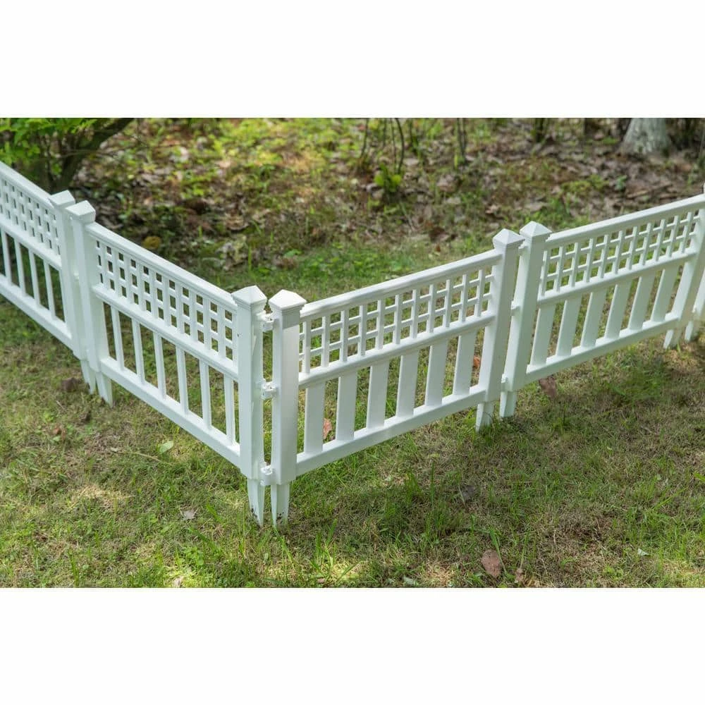 Gardenised 20 in. H White Vinyl Garden Gate Patio Picket Fence Flower Bed Border Edging - Image 7