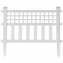 Gardenised 20 in. H White Vinyl Garden Gate Patio Picket Fence Flower Bed Border Edging