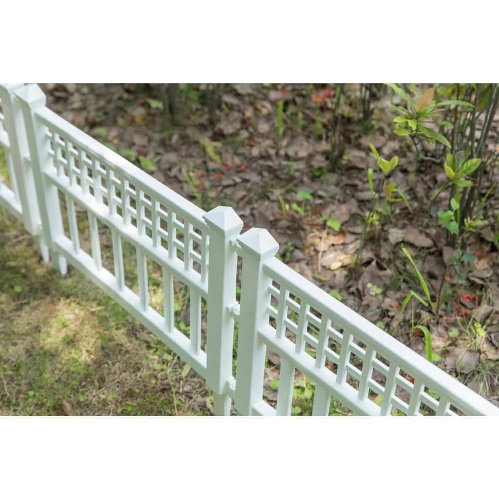 Gardenised 20 in. H White Vinyl Garden Gate Patio Picket Fence Flower Bed Border Edging - Image 3