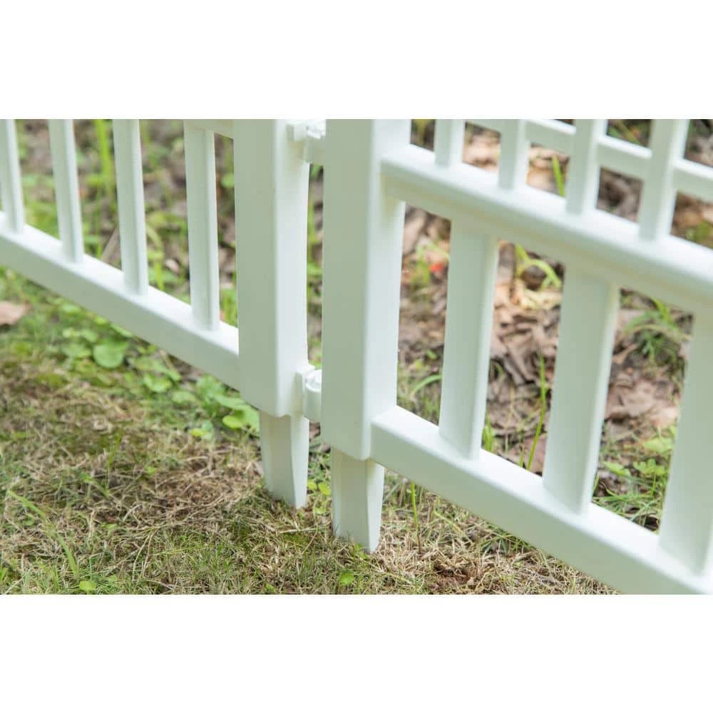 Gardenised 20 in. H White Vinyl Garden Gate Patio Picket Fence Flower Bed Border Edging - Image 9