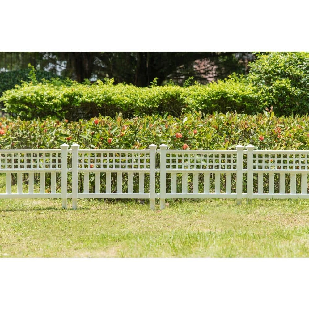 Gardenised 20 in. H White Vinyl Garden Gate Patio Picket Fence Flower Bed Border Edging - Image 4