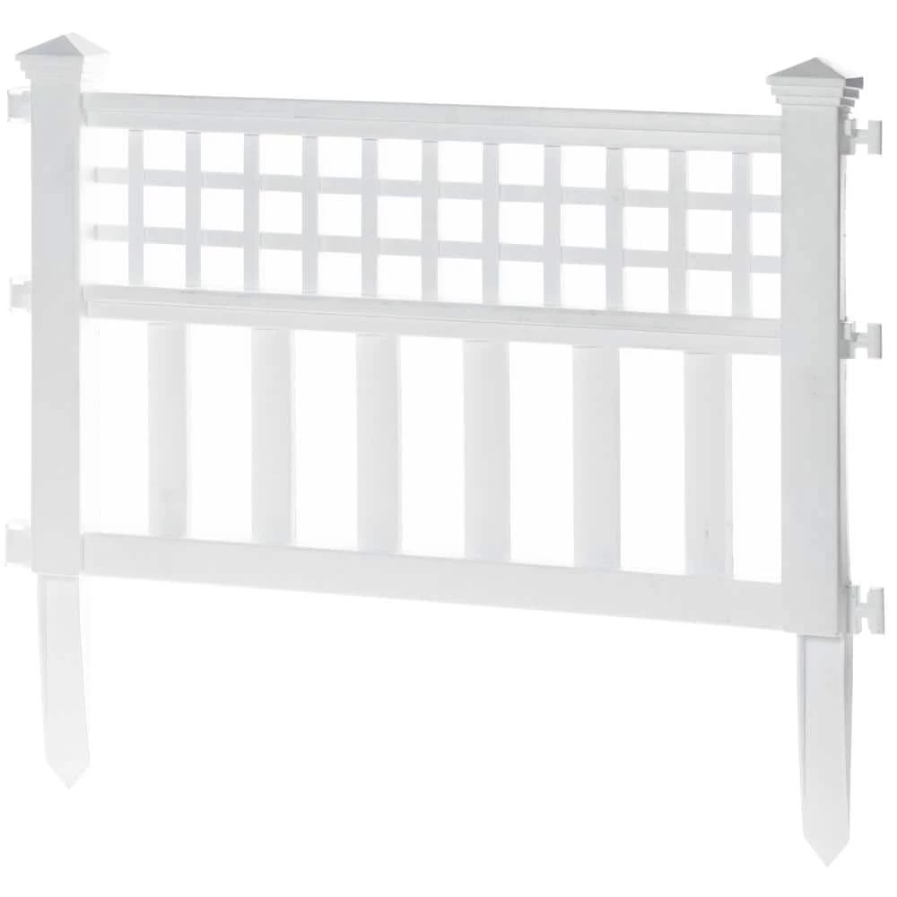 Gardenised 20 in. H White Vinyl Garden Gate Patio Picket Fence Flower Bed Border Edging - Image 10