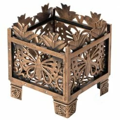 Gardenised 10.5 in. W x 10.5 in. D x 12.5 in. H Living Butterfly Outdoor Antique Bronze Plastic Plant Stand, Flower Planting Pot
