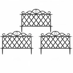 Gardenised 14 in. H Plastic Garden Edging Border Fence with Flower Bed Barrier (Set of 3)