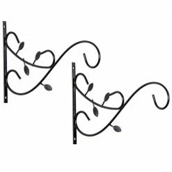 Gardenised Steel Metal Decorative Wall Mounted Hook for Hanging Plants, Bracket Hanger Flower Pot Holder (2-Pack)