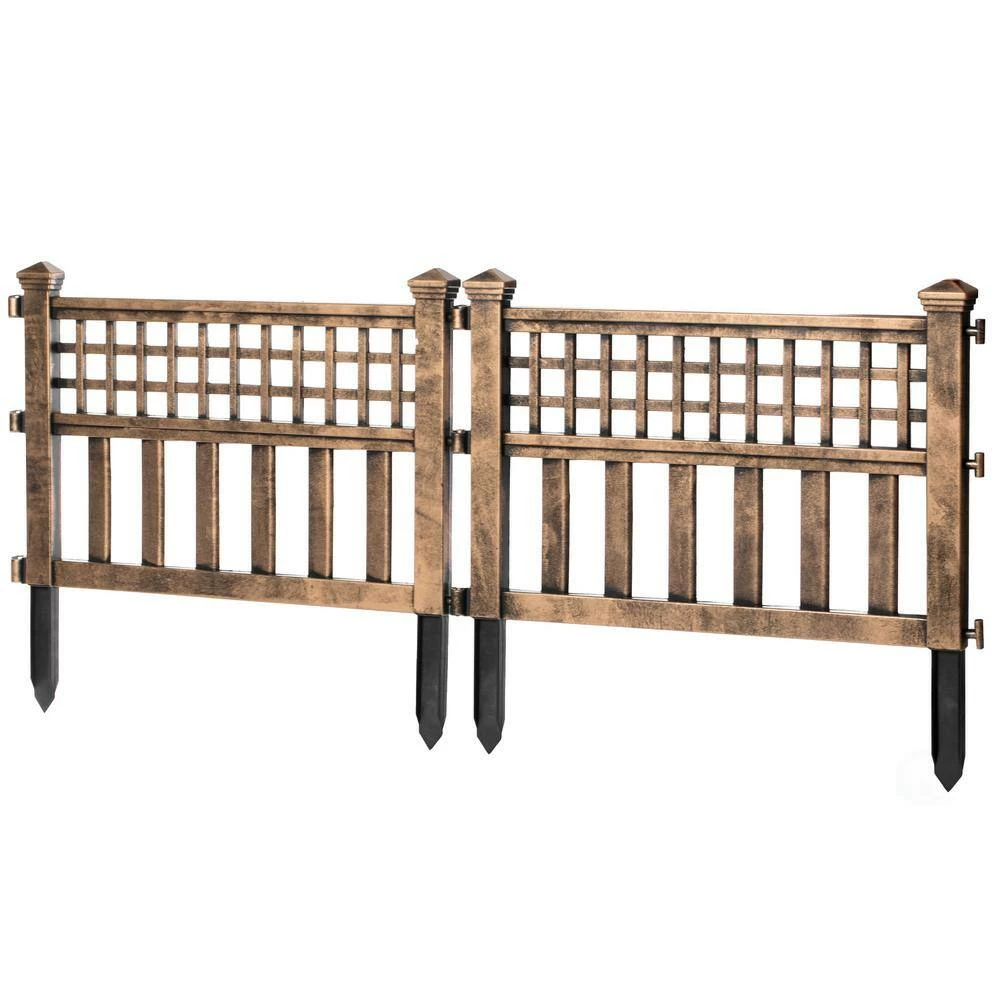 Gardenised Plastic Outdoor Decor Garden Flower Edger Fence, Border, Set of 4 Panels, Bronze 20.5 in. - Image 6