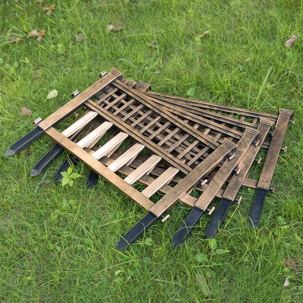 Gardenised Plastic Outdoor Decor Garden Flower Edger Fence, Border, Set of 4 Panels, Bronze 20.5 in. - Image 3