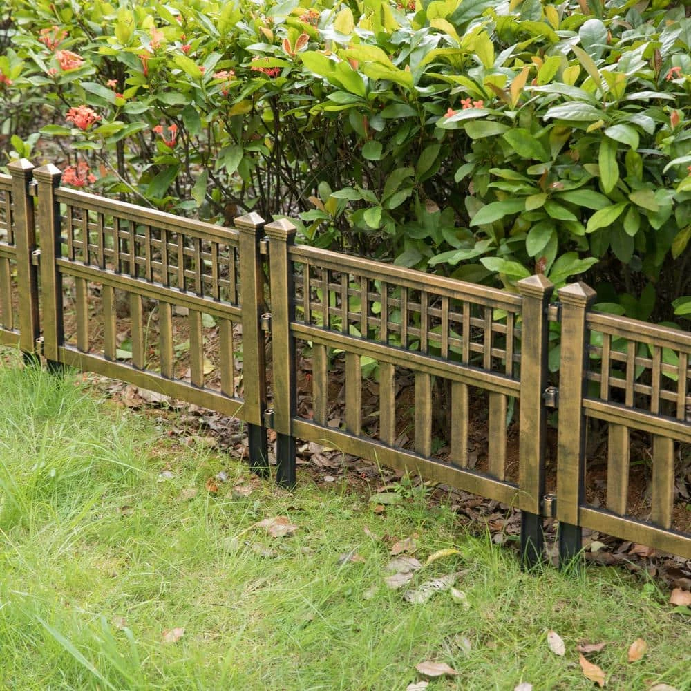 Gardenised Plastic Outdoor Decor Garden Flower Edger Fence, Border, Set of 4 Panels, Bronze 20.5 in. - Image 4
