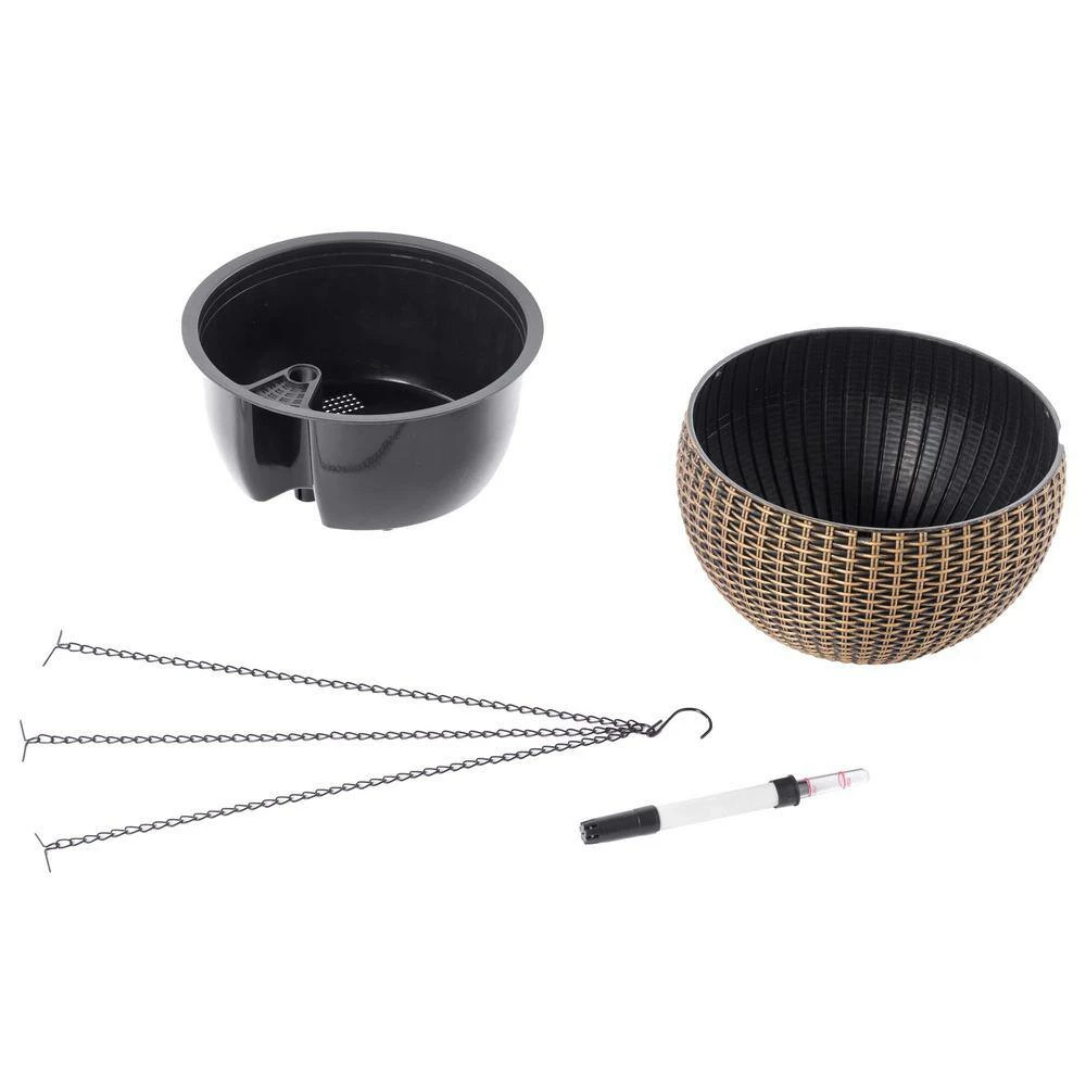 Gardenised 10 in. Self Watering Bronze Plastic Hanging Basket Flower Planter - Image 10