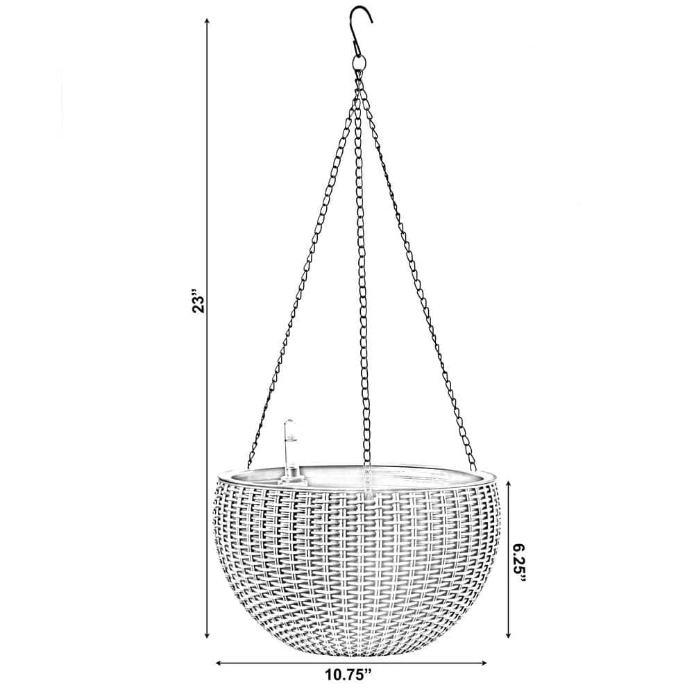 Gardenised 10 in. Self Watering Bronze Plastic Hanging Basket Flower Planter - Image 9