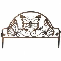 Gardenised Bronze PlasticButterfly Design Fence Gard. Edging Landscape Border Path Panel(Pk of 6) 0.10 in.D x 19.5 in.W x 11.5 in.H