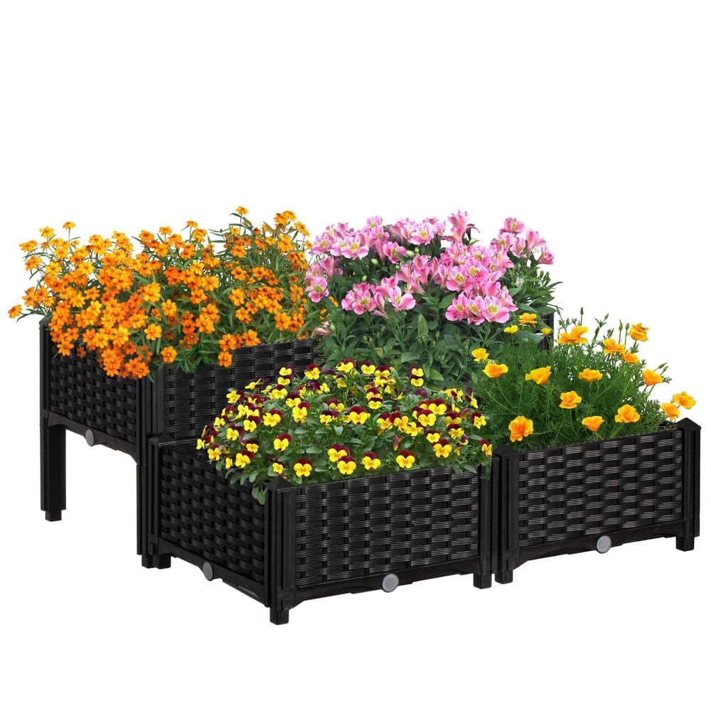 Gardenised Rattan Raised Garden Bed Flower Planter - Image 2