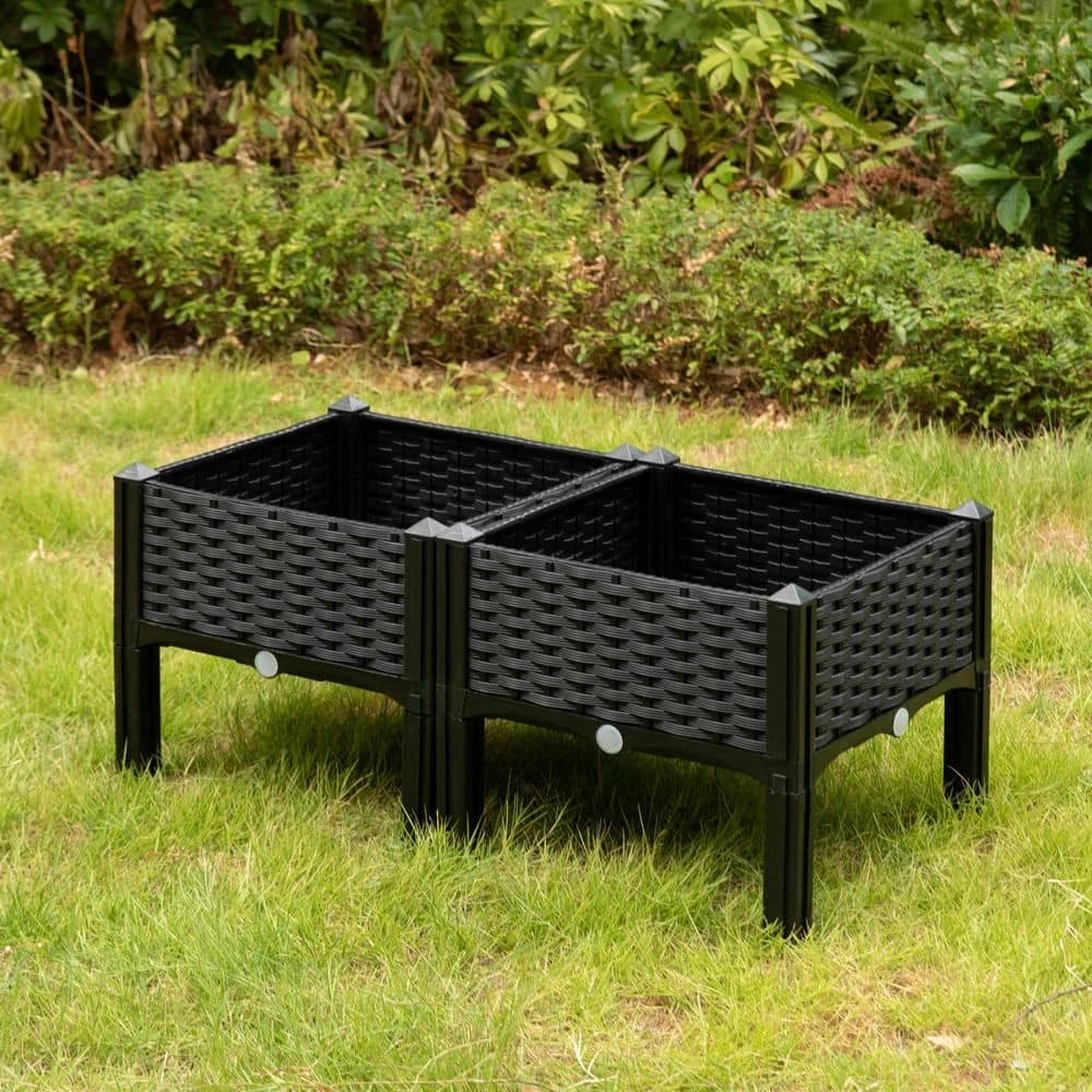 Gardenised Rattan Raised Garden Bed Flower Planter - Image 5