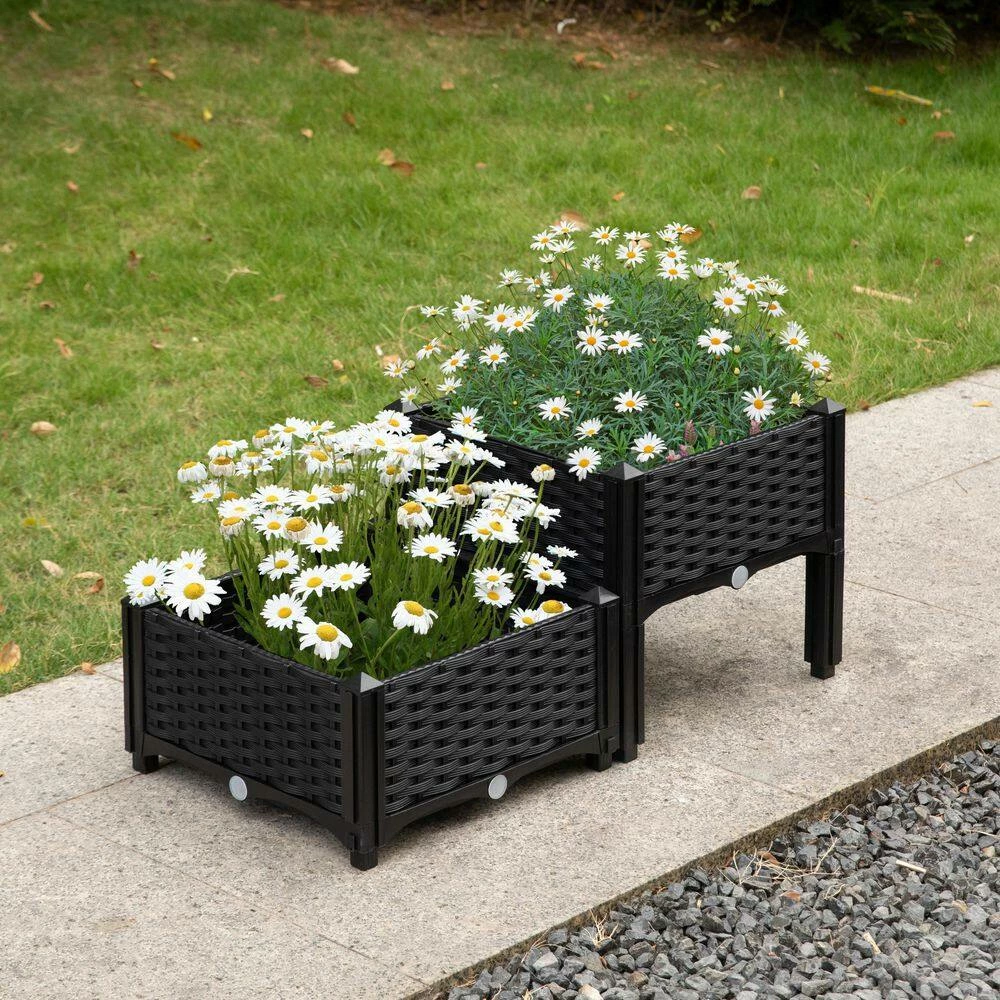Gardenised Rattan Raised Garden Bed Flower Planter - Image 9