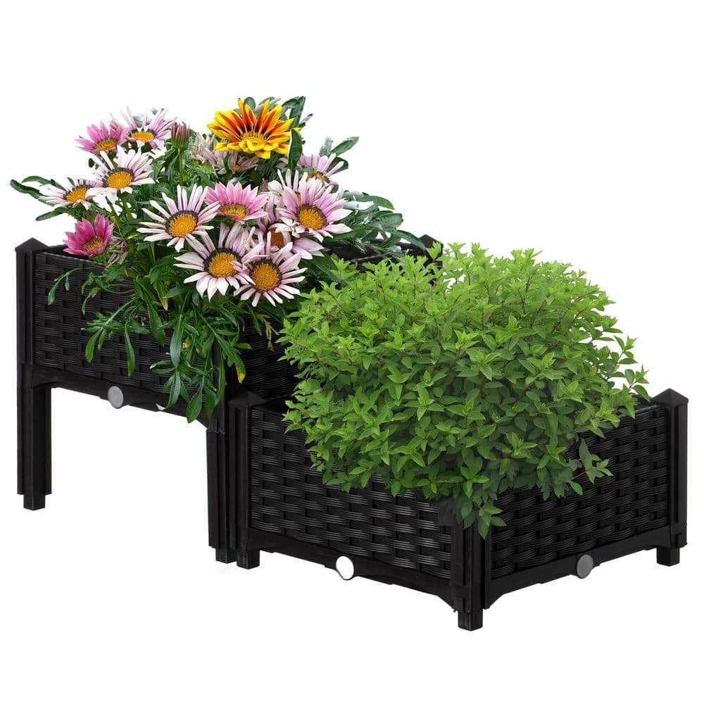 Gardenised Rattan Raised Garden Bed Flower Planter - Image 8