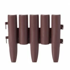 Gardenised Brown Plastic 1 in.D x 11 in.W x9.25 in.H Decorative Interlocking Half Log Lawn Edging Gard.Ornamental Fence Border(8PK)