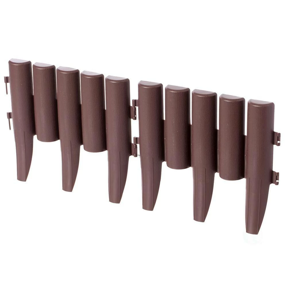Gardenised Brown Plastic 1 in.D x 11 in.W x9.25 in.H Decorative Interlocking Half Log Lawn Edging Gard.Ornamental Fence Border(8PK) - Image 10