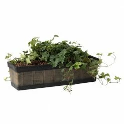 Gardenised Outdoor and Indoor Rectangle Trough Plastic Planter Box, Vegetables or Flower Planting Pot, Brown Large