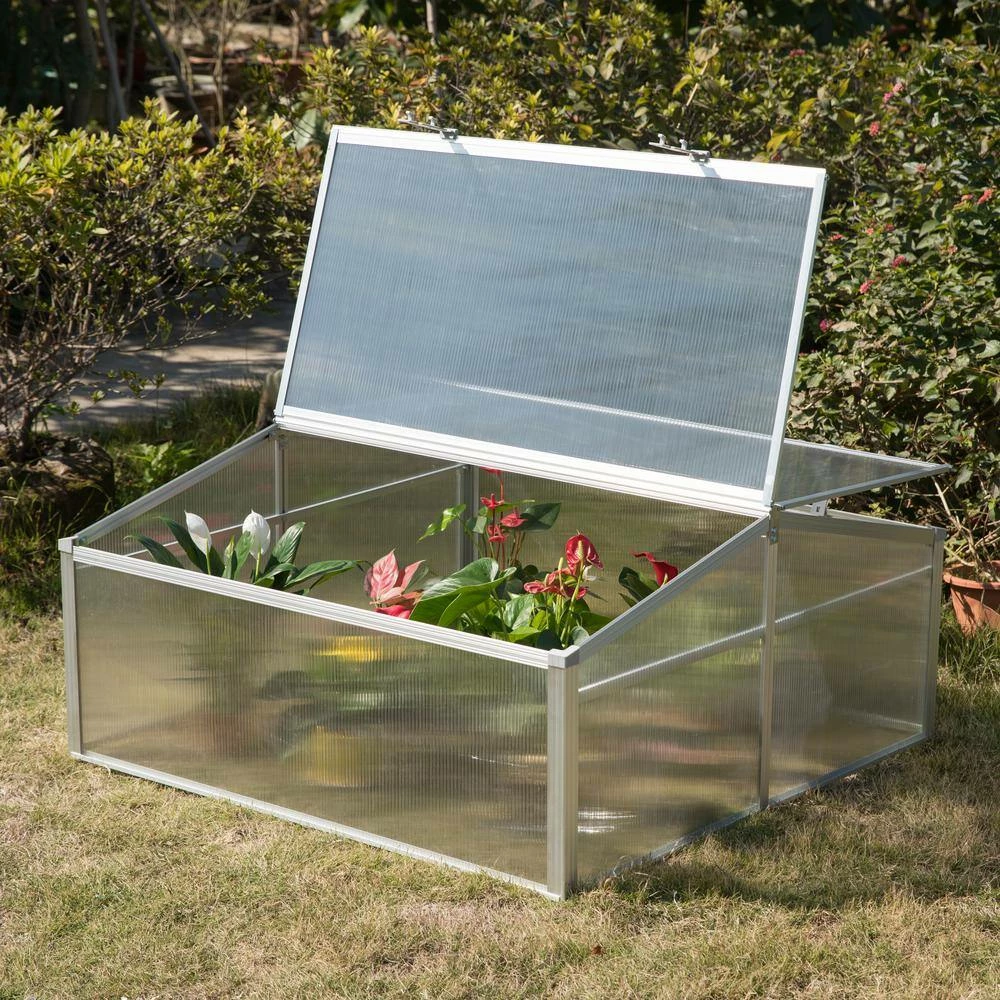 Gardenised Plastic Mini-Greenhouse Flower Box, Plant Protector Garden Pot with Double Sided Roof - Image 2