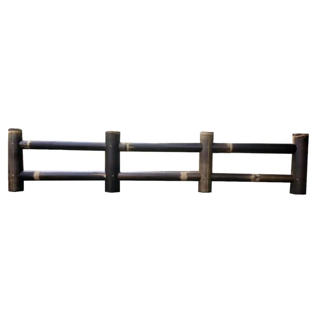 MGP 12 in. Black Bamboo Post and Rail Garden Fence