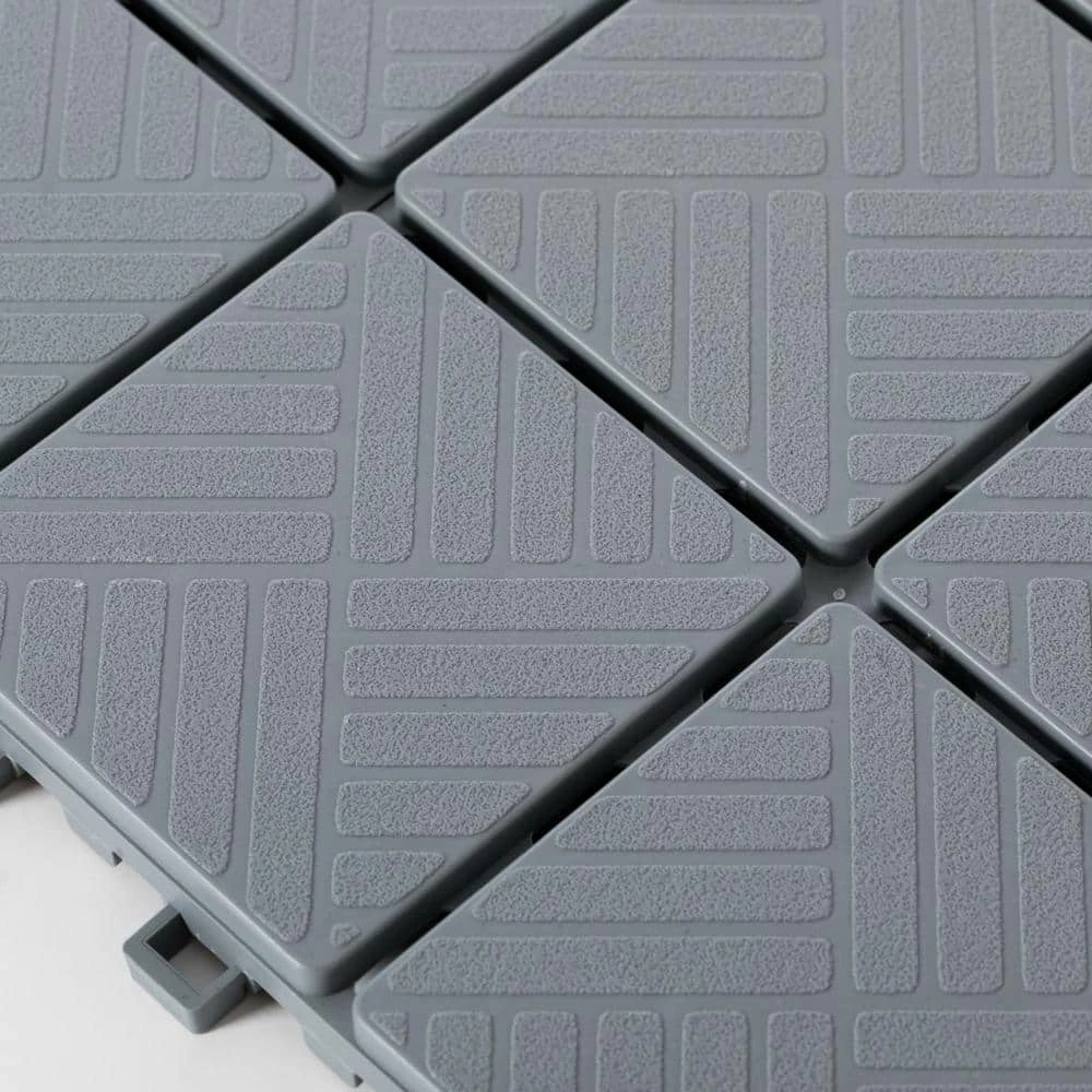Gardenised Gray Plastic Interlocking Garden Path Tiles Outdoor Flooring Decorative Floor Grass Paver (Pack of 5) - Image 8