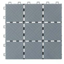 Gardenised Gray Plastic Interlocking Garden Path Tiles Outdoor Flooring Decorative Floor Grass Paver (Pack of 5)