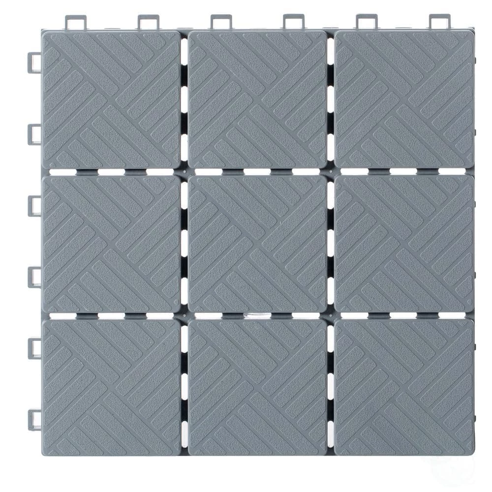 Gardenised Gray Plastic Interlocking Garden Path Tiles Outdoor Flooring Decorative Floor Grass Paver (Pack of 5)