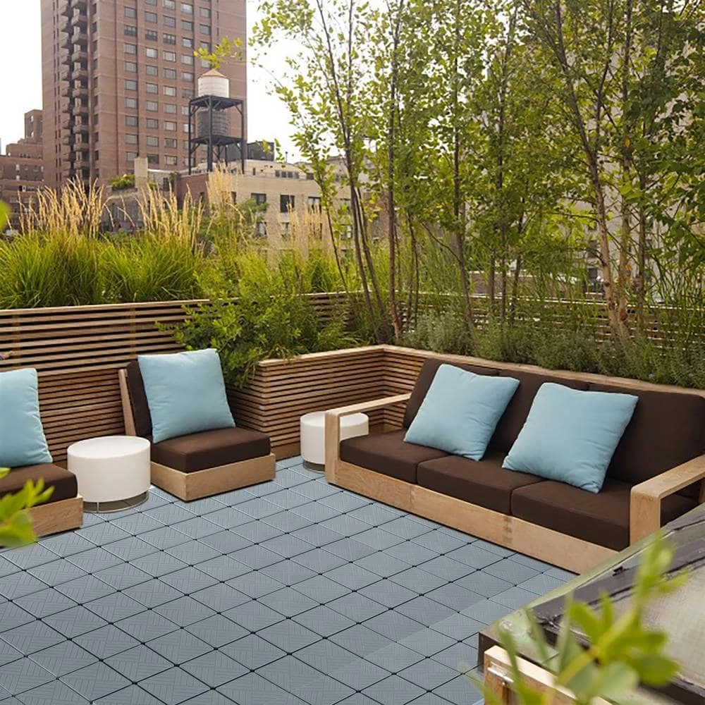 Gardenised Gray Plastic Interlocking Garden Path Tiles Outdoor Flooring Decorative Floor Grass Paver (Pack of 5) - Image 4