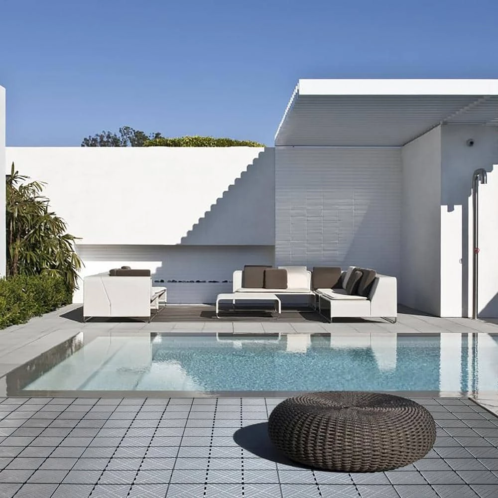 Gardenised Gray Plastic Interlocking Garden Path Tiles Outdoor Flooring Decorative Floor Grass Paver (Pack of 5) - Image 10