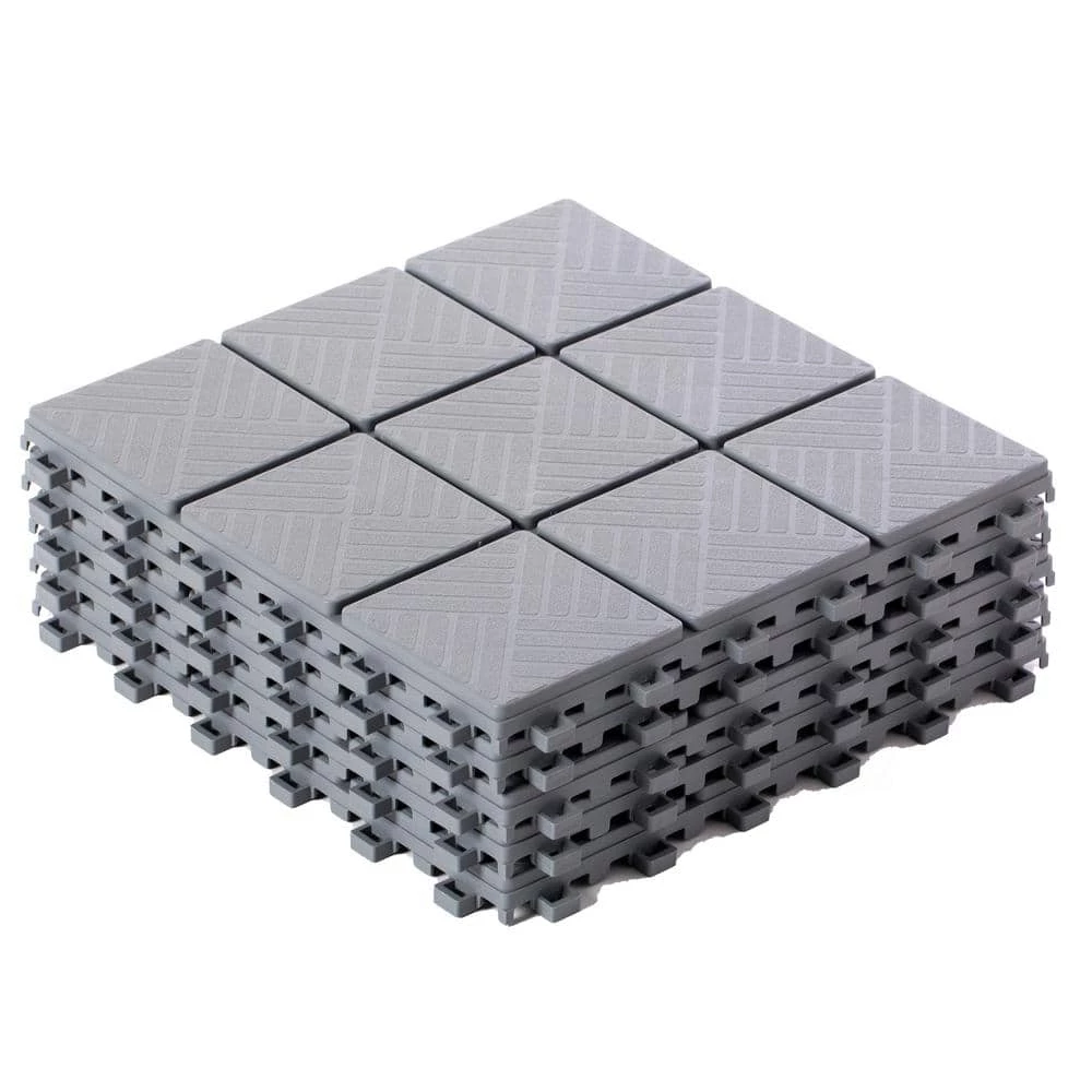 Gardenised Gray Plastic Interlocking Garden Path Tiles Outdoor Flooring Decorative Floor Grass Paver (Pack of 5) - Image 5
