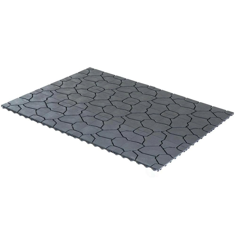 Gardenised Gray Plastic Garden Path Track Interlocking Stone Look Design Pathway Tile Floor Paver (Pack of 4) - Image 5