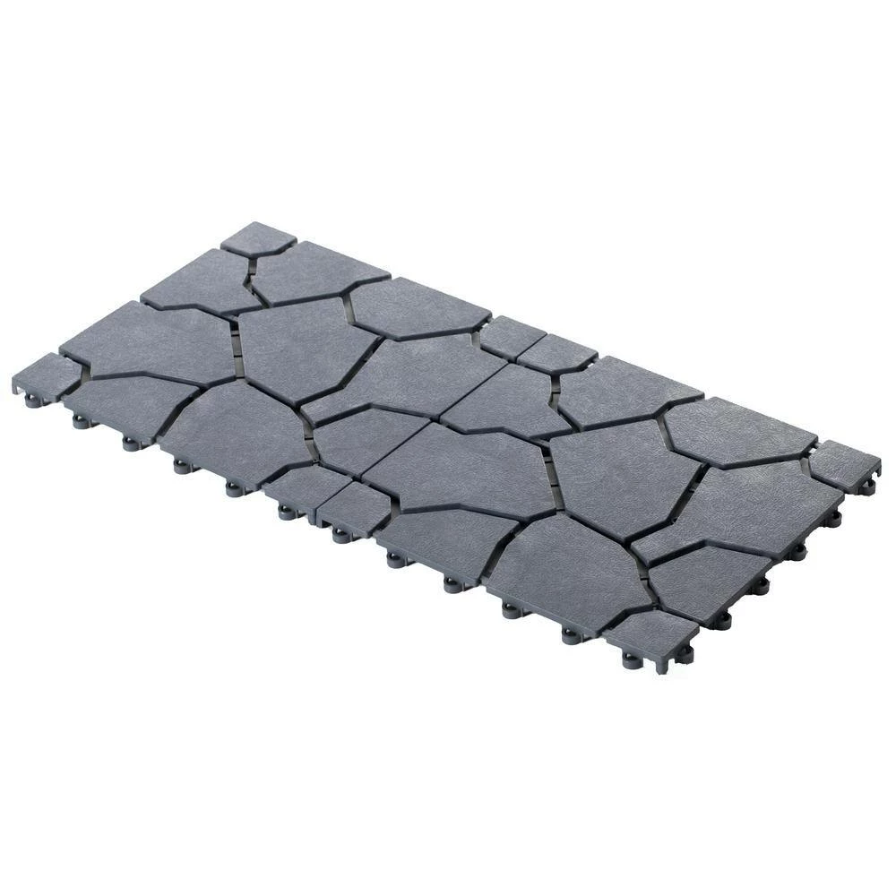 Gardenised Gray Plastic Garden Path Track Interlocking Stone Look Design Pathway Tile Floor Paver (Pack of 4) - Image 10
