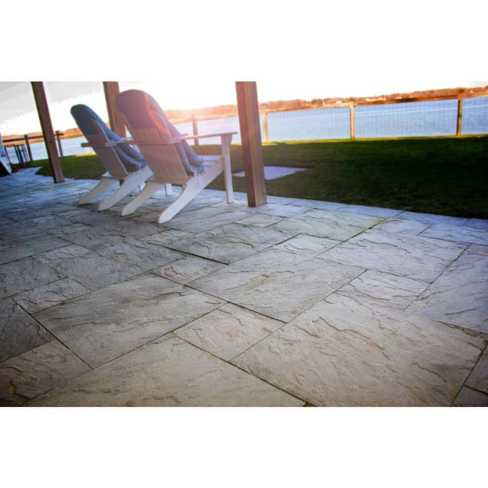 Nantucket Pavers Patio-on-a-Pallet 12in. x 24in. and 24in. x 24in. Concrete Gray Variegated Basketweave Yorkstone Paver(18 Pcs/48 Sq Ft) - Image 6