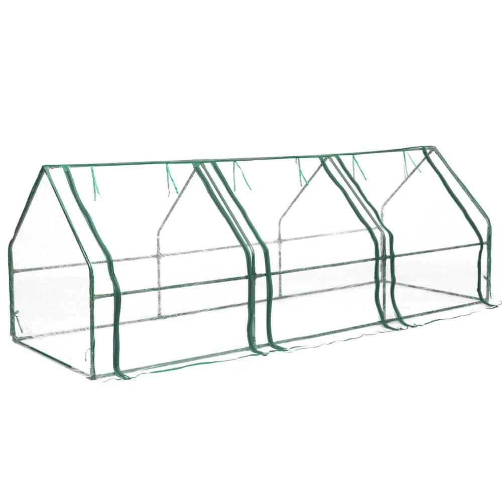 Gardenised Green Outdoor Waterproof Portable Plant Greenhouse with 2 Clear Zippered Windows, Large - Image 3