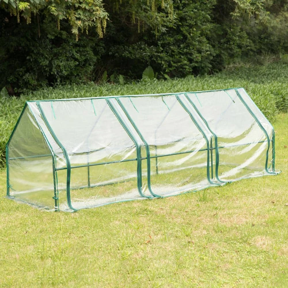 Gardenised Green Outdoor Waterproof Portable Plant Greenhouse with 2 Clear Zippered Windows, Large - Image 2