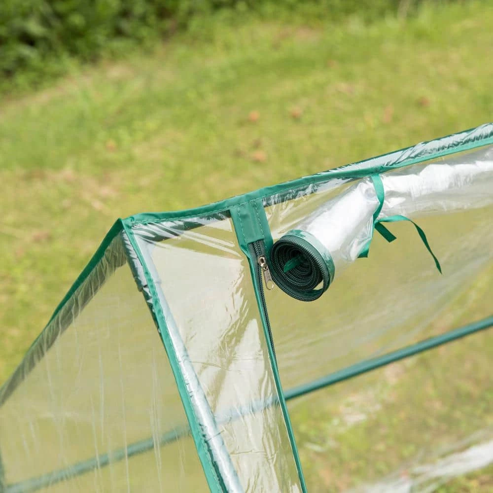 Gardenised Green Outdoor Waterproof Portable Plant Greenhouse with 2 Clear Zippered Windows, Large - Image 7