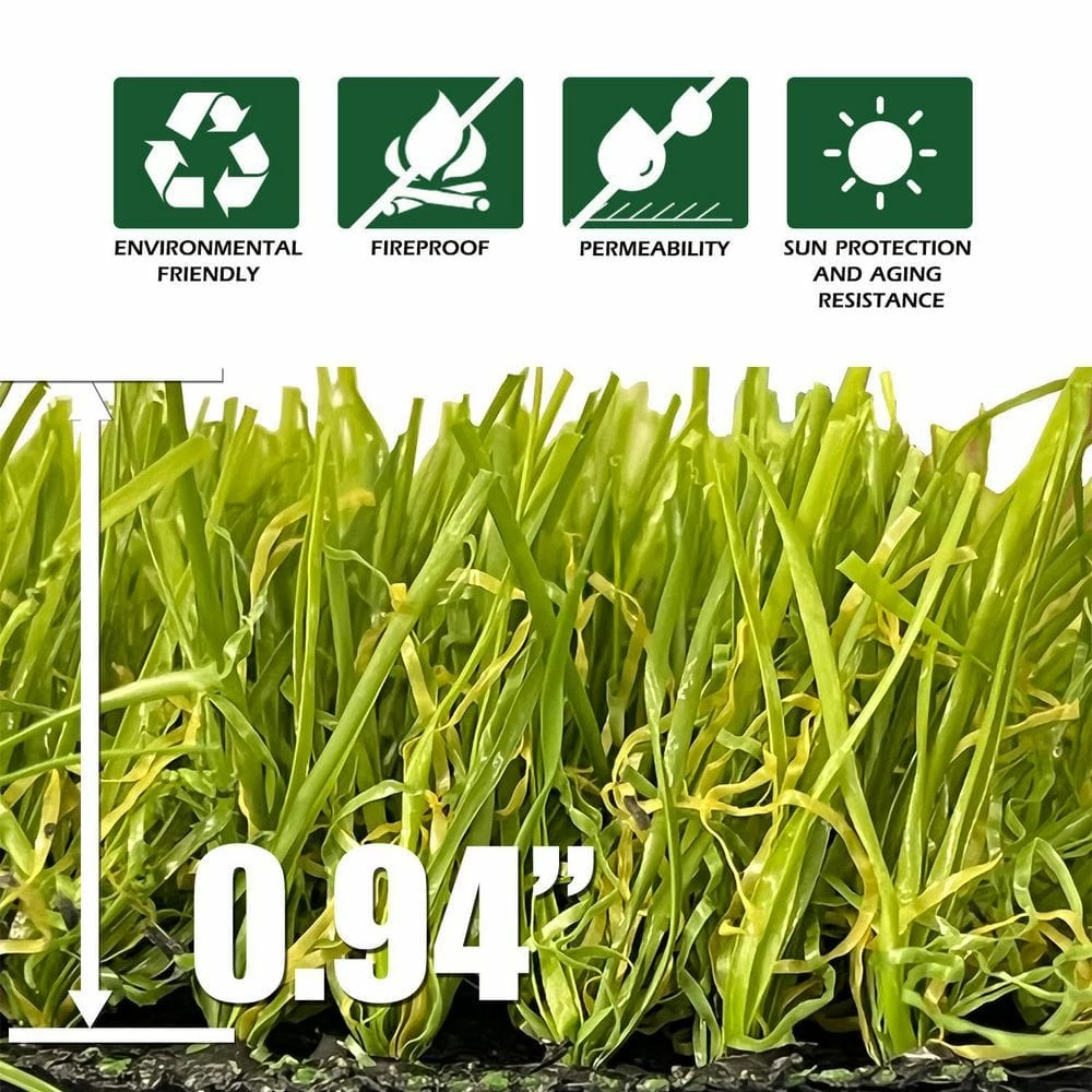 Wellco 6 ft. x 10 ft. Green Artificial Grass Carpet 0.94 in. Mat for Outdoor Garden Landscape Balcony Dog Grass Rug - Image 4