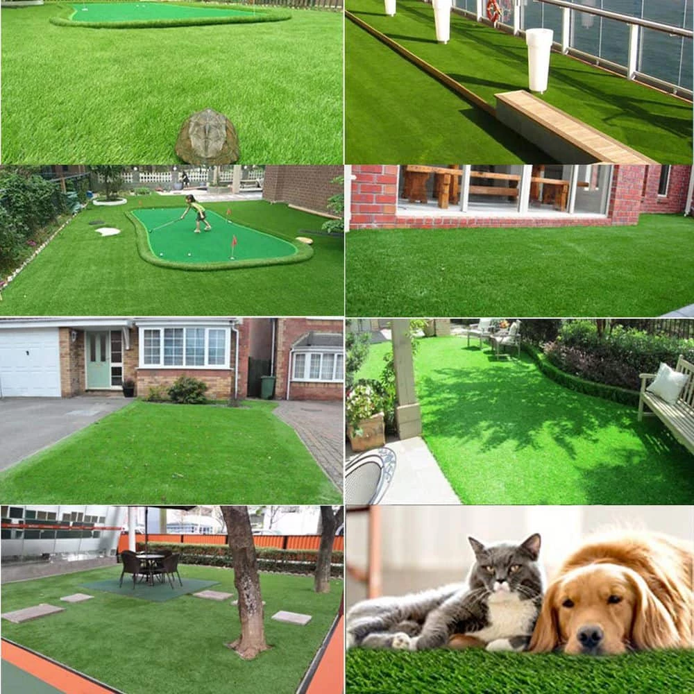 Wellco 6 ft. x 8 ft. Green Artificial Grass Carpet 0.94 in. Mat for Outdoor Garden Landscape Balcony Dog Grass Rug - Image 2