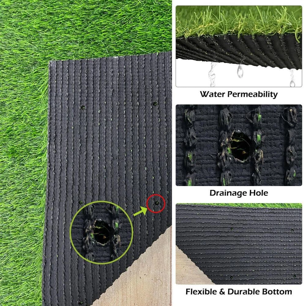 Wellco 6 ft. x 10 ft. Green Artificial Grass Carpet 1.18 in. Mat for Outdoor Garden Landscape Balcony Dog Grass Rug - Image 5