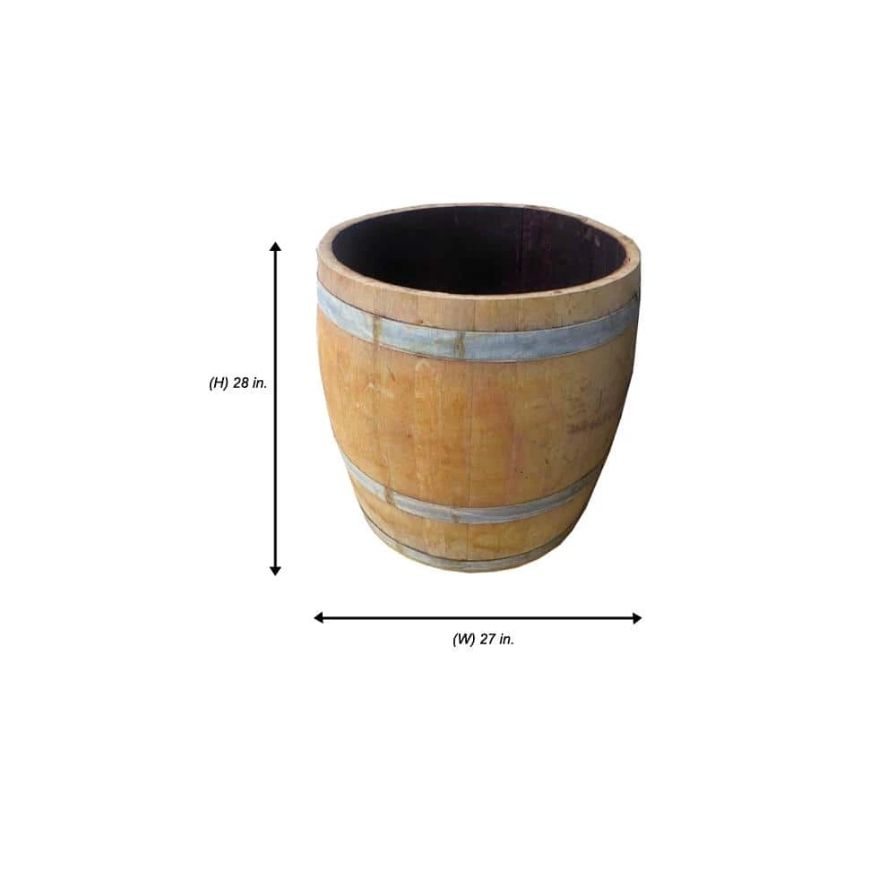 MGP 27 in. W 28 in. H Lacquer Finished Tall Wine Barrel Planter - Image 2