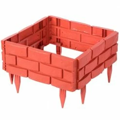Gardenised 12 in Red Outdoor Brick Stone Gate Lawn Edging (8-Pack)