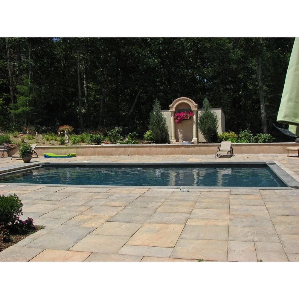 Nantucket Pavers Patio-on-a-Pallet 12in. x 24in. and 24in. x 24in. Concrete Tan Variegated Basketweave Yorkstone Paver(18 Pcs/48 Sq Ft) - Image 5