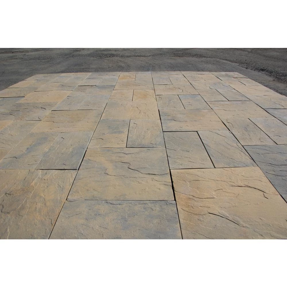 Nantucket Pavers Patio-on-a-Pallet 12in. x 24in. and 24in. x 24in. Concrete Tan Variegated Basketweave Yorkstone Paver(18 Pcs/48 Sq Ft) - Image 4