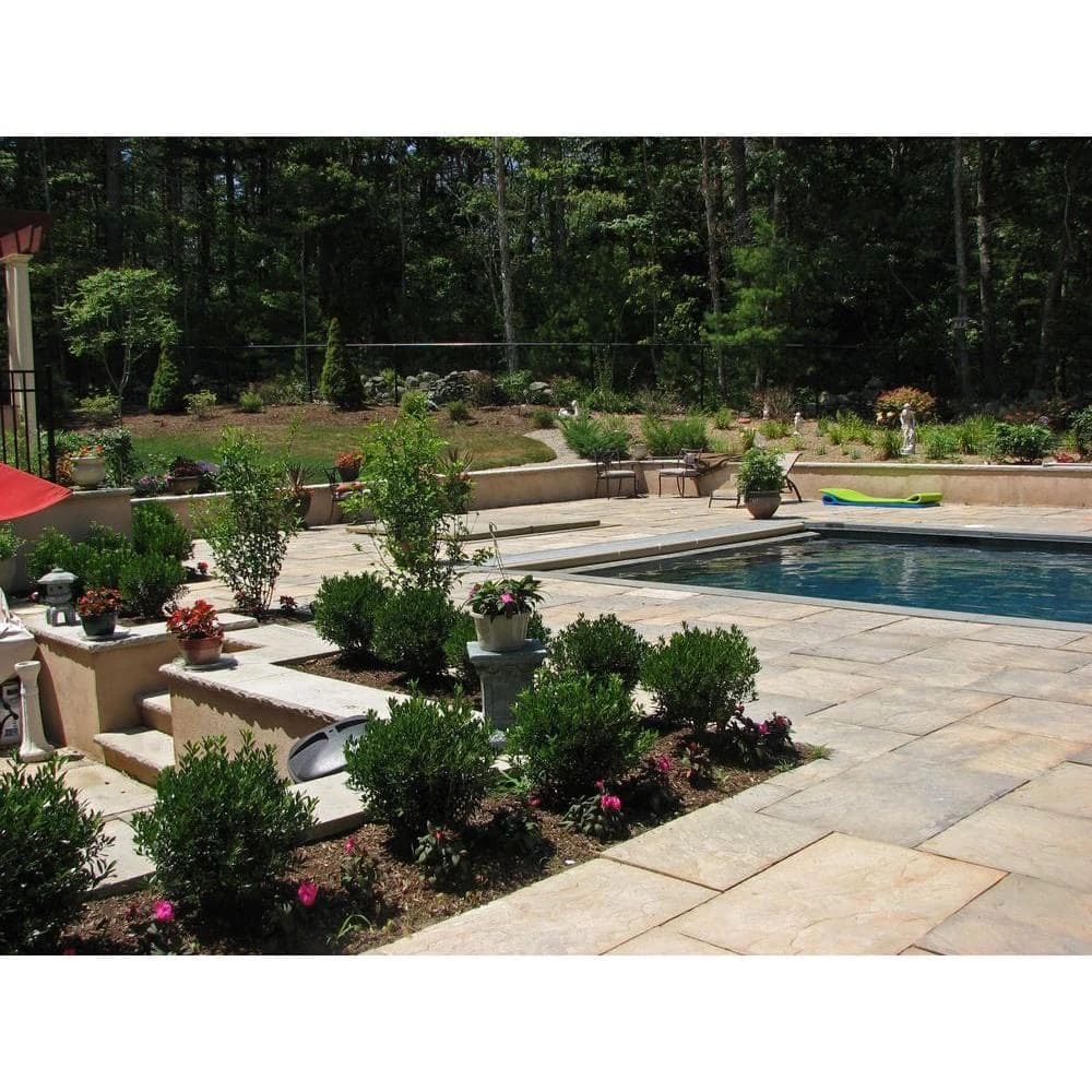 Nantucket Pavers Patio-on-a-Pallet 12in. x 24in. and 24in. x 24in. Concrete Tan Variegated Basketweave Yorkstone Paver(18 Pcs/48 Sq Ft) - Image 2