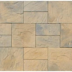 Nantucket Pavers Patio-on-a-Pallet 10 ft. x 10 ft. Concrete Tan Variegated Basket weave Yorkstone Paver (37 Pieces/100 Sq. Ft)