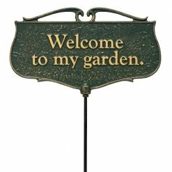 Whitehall Products Welcome To My Garden Poem Sign Green/Gold