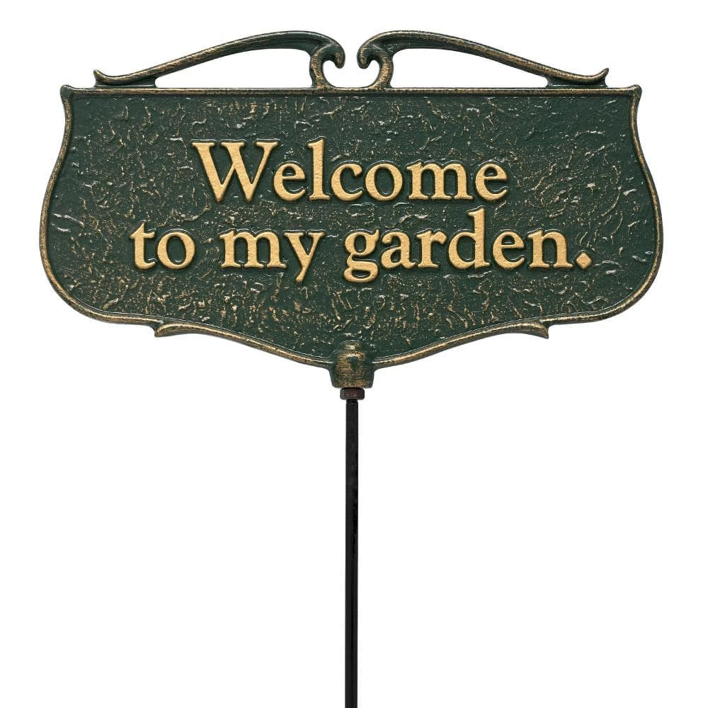 Whitehall Products Welcome To My Garden Poem Sign Green/Gold