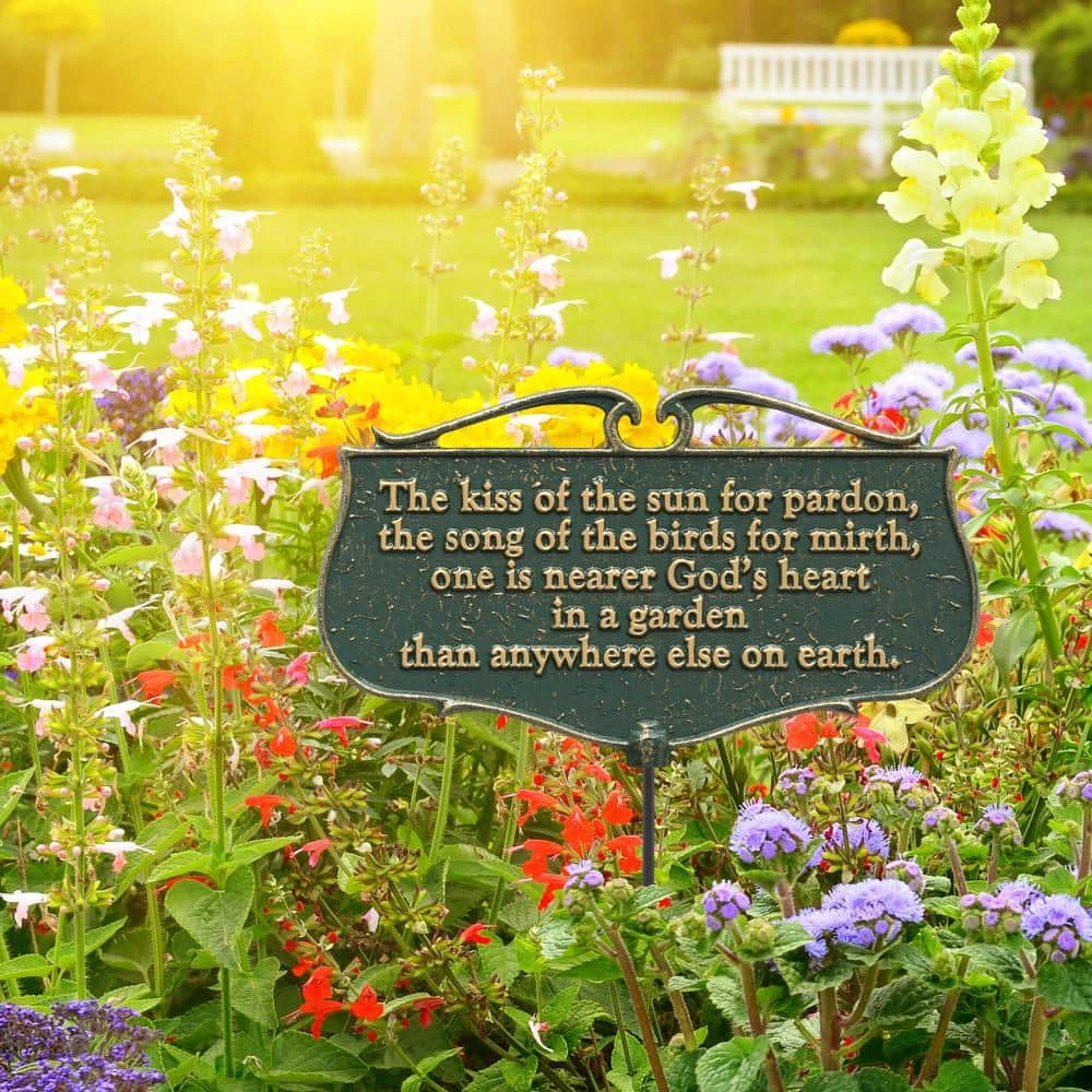 Whitehall Products Green/Gold the Kiss of the Sun Garden Poem Sign - Image 3